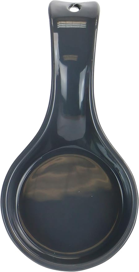 Reston Lloyd Kitchen Counter Utensil Spoon Rest, Ladles, Spaghetti Forks, & Spatulas, Durable BPA-Free Plastic – Dishwasher Safe, Décor, Space Saving Hanging Hole on Handle, Charcoal