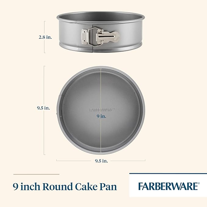 Farberware Nonstick Bakeware 9-Inch Round Springform Pan,Gray,(Pack of 6)