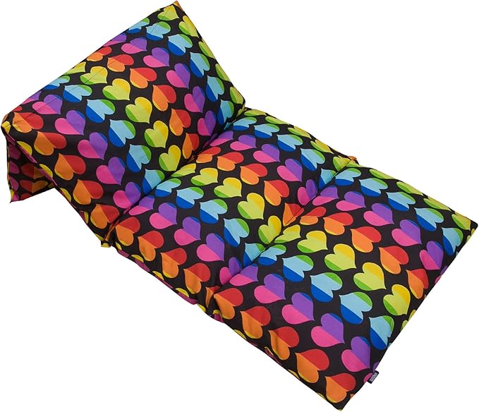Wildkin Kids Pillowcase Lounger Cover – Travel-Friendly Sleepover Lounger, Fits Standard Pillows (Pillows Not Included), Soft Cotton Blend, Fun Patterns for Boys & Girls - Rainbow Hearts