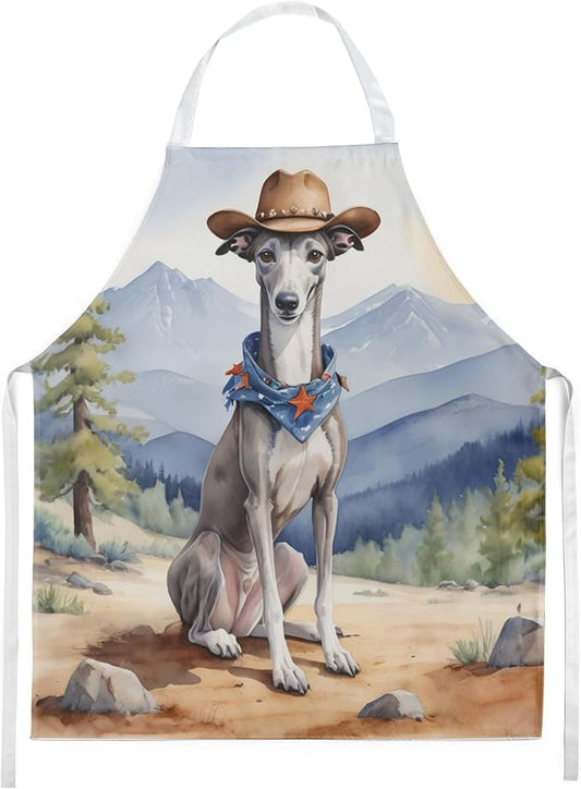 Caroline's Treasures Greyhound Cowboy Welcome Apron Cooking Kitchen Server Baking Crafts Gardening for Adult Women Men, Unisex, Large, Multicolor