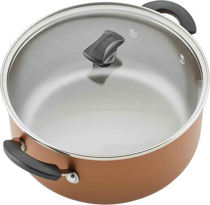Farberware Cookstart DiamondMax Nonstick Cookware/Pots and Pans Set, Dishwasher Safe, Includes Baking Pan and Cooking Tools, 15 Piece - Copper