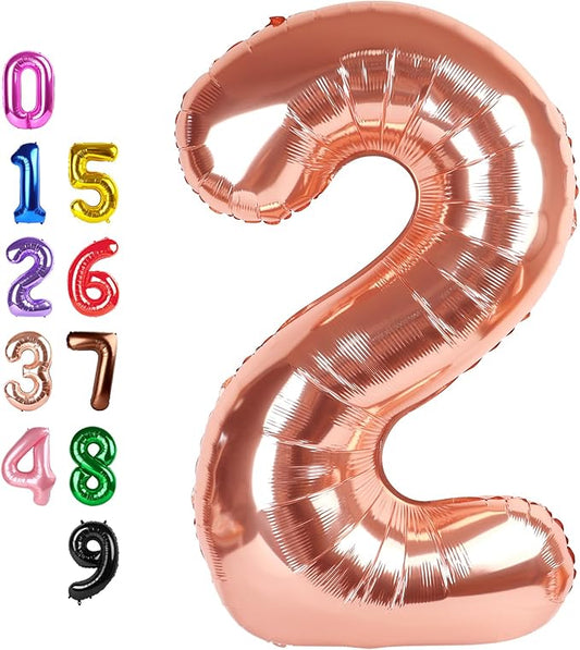 Rose Gold Birthday Two Balloons Number, Balloon Numbers for Girl Boy Baby Shower, 2 Numbers 40 Inch for 2 12 22 2025 Graduation Party Wedding Anniversaries Celebration