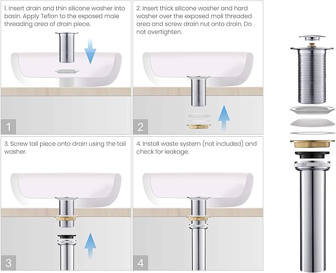 KIBI Waterfall Bathroom Sink Faucet | Single Handle Brass Vanity Faucet with Water Supply Hose | Durable Brass Construction and Smooth Water Flow | Chrome Finish, KBF1005 (Pop Up Drain Included)