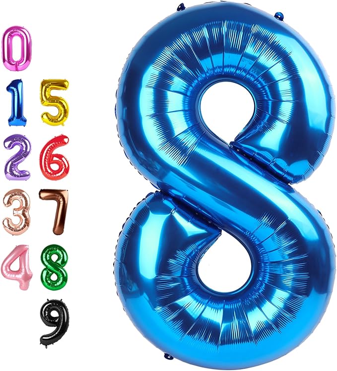 Numbers Eight Balloon 40 Inch, Dark Blue Birthday Decorations For Women Men, Number Balloons for 8, 18, 28 Wedding, Anniversaries, Celebration, Graduation