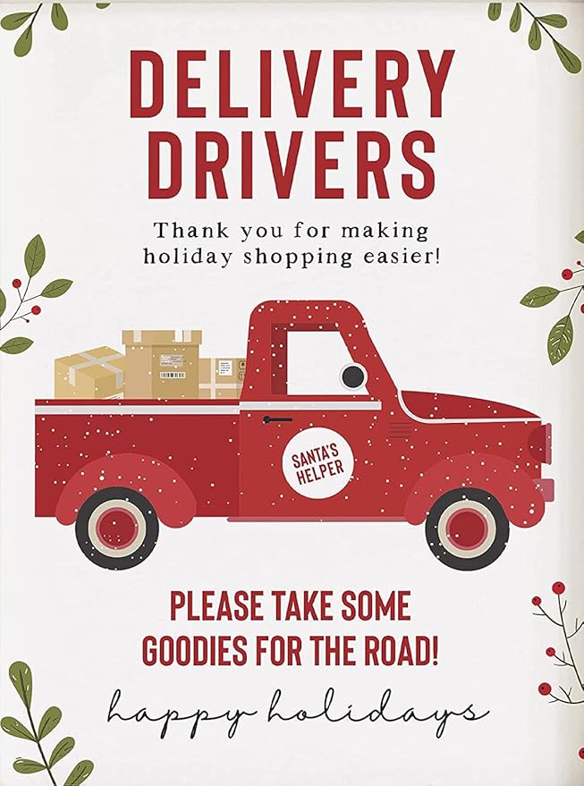 Funny Tin Sign Delivery Driver Sign Delivery Driver Thank You Package Delivery Sign Mail Man Gift Driver Gift Bar Cafe Living Room Kitchen Home Decoration 8x12 Inches