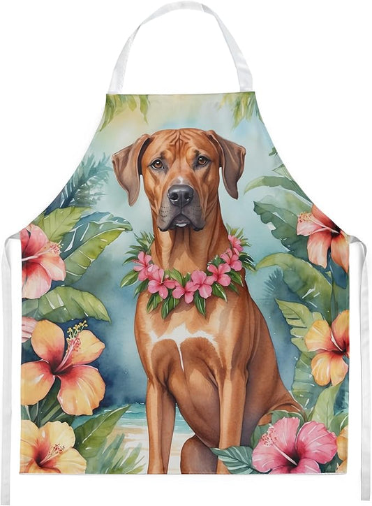 Caroline's Treasures Rhodesian Ridgeback Luau Apron Cooking Kitchen Server Baking Crafts Gardening for Adult Women Men, Unisex, Large, Multicolor