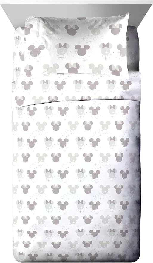 Disney Mickey Mouse & Minnie Mouse Twin Size Comforter Set - 5 Piece Bedding Includes Sheet Set & Pillow Covers - Super Soft Cozy Bedding