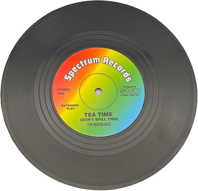 6-Coaster Set Retro Vinyl Coasters, Non-Slip & Heat-Resistant Cup Mats for Cold & Hot Drinks, Fits All Cup Types, Ideal Gift for Music Lovers & Retro Decor Fans (4.1 Inches)