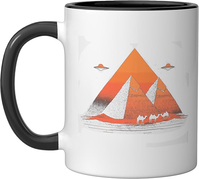 Alien Saucer Cryptid Extraterrestrial Beings Ceramic Mug, Black/White