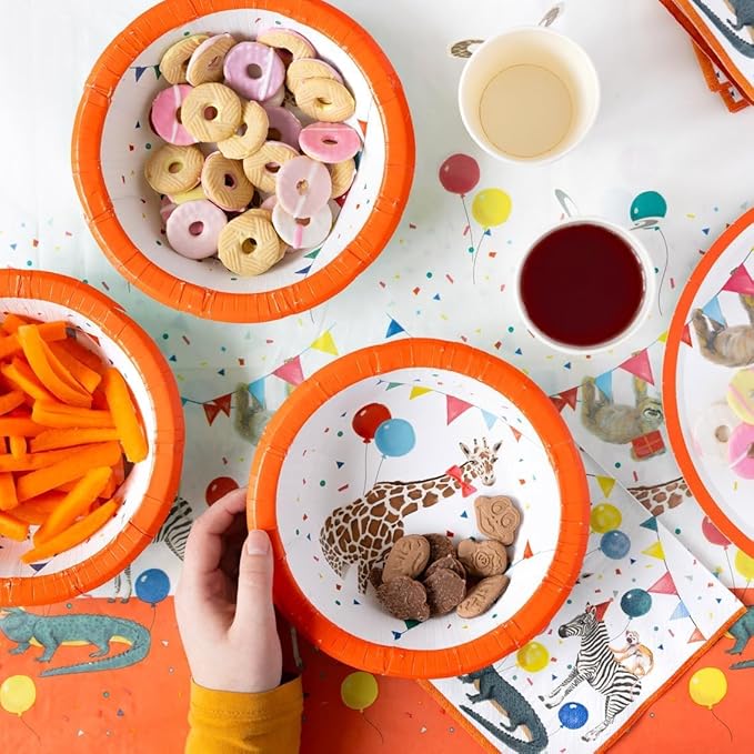Talking Tables 8 x Safari Party Paper Bowls | Eco-Friendly Disposable Bowls, Fun Children's Party, Birthday Party, Animal Safari, Madagascar