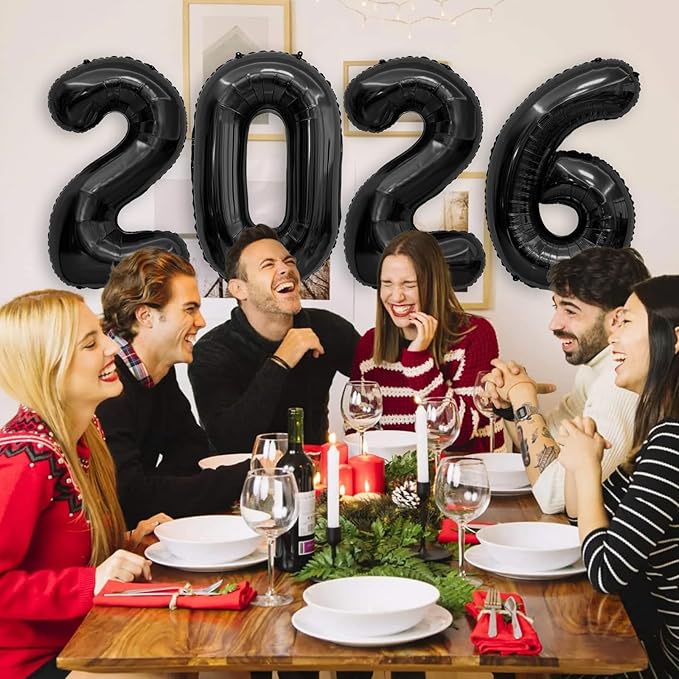 2026 Balloons, 40 inch 2026 Black Number Balloons, 2026 Happy New Years Decorations, Large Foil Balloons Number for New Years Eve Party Supplies 2026, Class of 2026 Graduation Decorations