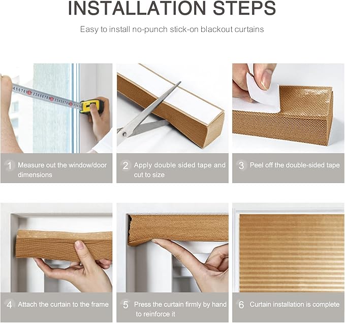 MALOKI Pleated Window Blinds,Temporary Blinds Cordless No Drill Paper Shades for Window Door Stick on No Screw Room Darkening Shades for Bedroom Bathroom Kitchen