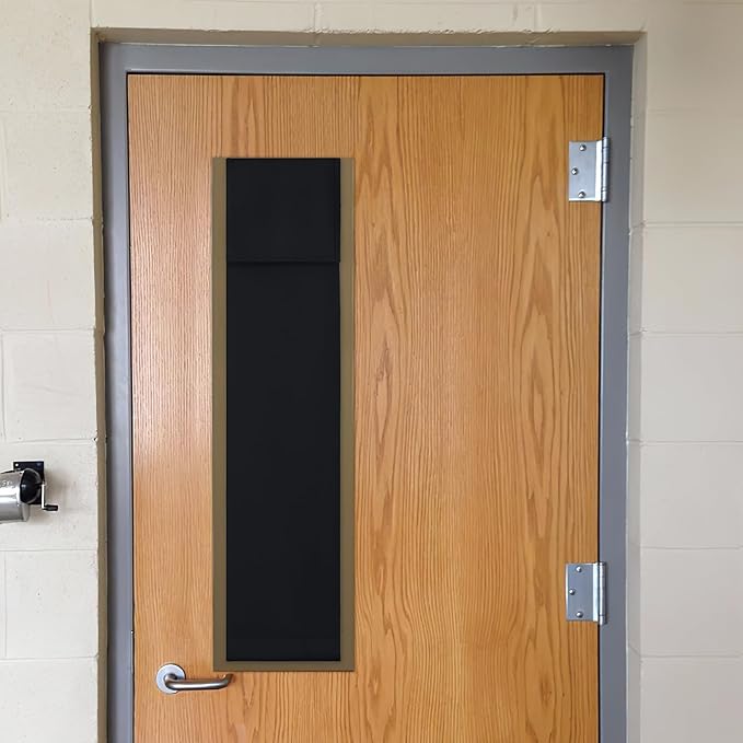 NICETOWN Lockdown Shade for Classroom Door Window Blackout, French Front Door Blind Room Darkening for Decor, Thermal Insulated Tie Up Shade Small Window Covering, Black, W10 X L30, 1 Panel