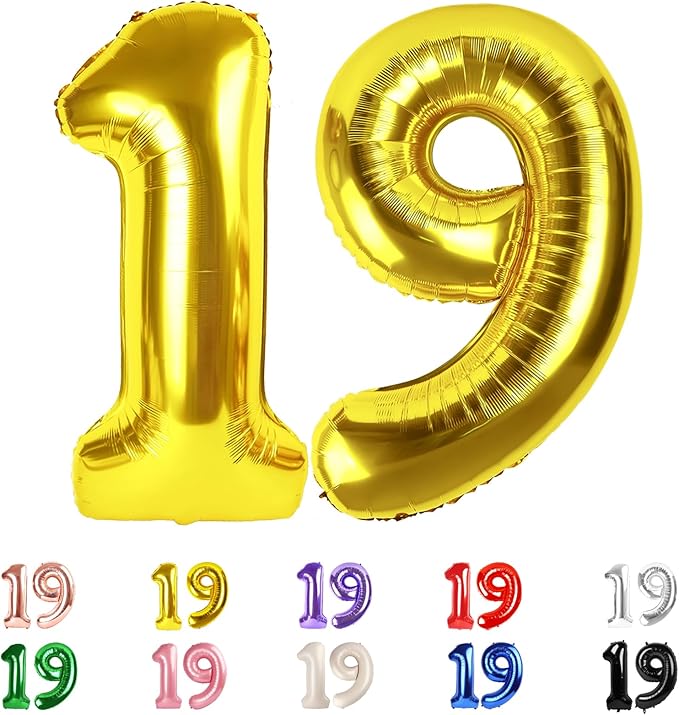 Numbers 19 Balloons, 19 Balloons, 19th Gold Party Decorations 40 In Big 19th for Girl Boys Engagement, Wedding, Celebration Party, Graduations, Photo Shoot