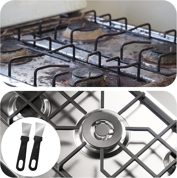 4 Pack Griddle Scraper Tool Heavy Duty Grill Scraper Stainless Steel Griddle Scraper Metal Small Grill Scraper for Outdoor BBQ Stiff Grill Pan Cleaning Scraper Spatula Outdoor Barbecue Turners Tools