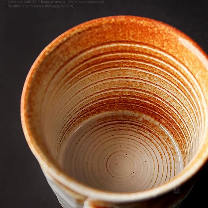 Latte Mug 280ML Coarse Pottery Coffee Cup Retro Mug Simple Household Irregular Section Kiln Change Process Hand Made Coffee Cup for Any Kitchen (Color : 1) (Brass)