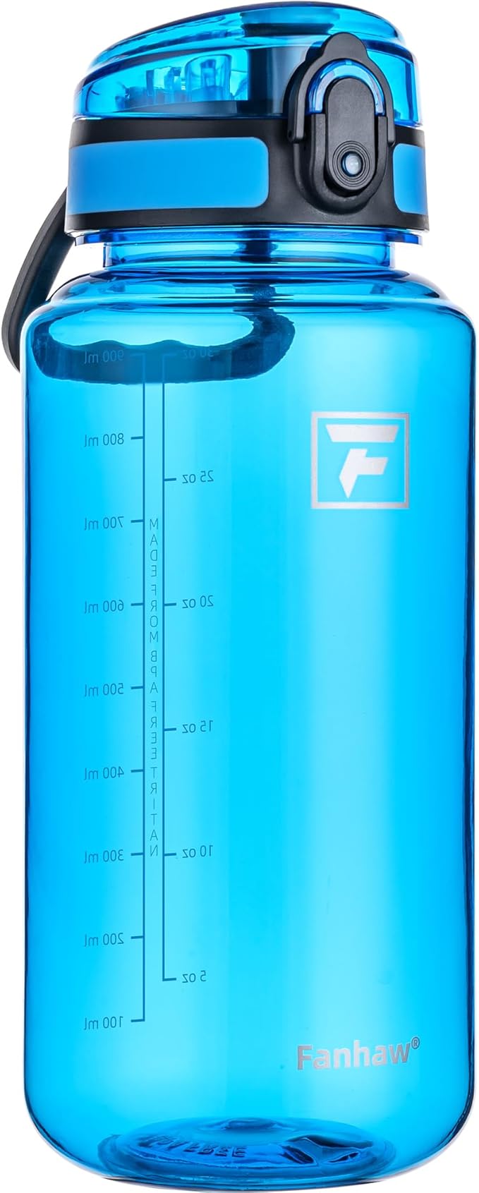 Fanhaw 32 Oz Clear Tritan Water Bottle, BPA-Free & Leak-Proof, Wide Mouth with Anti-dust Chug Lid, Reusable Plastic Bottle for Gym, Travel, School & Office (Classic Blue)