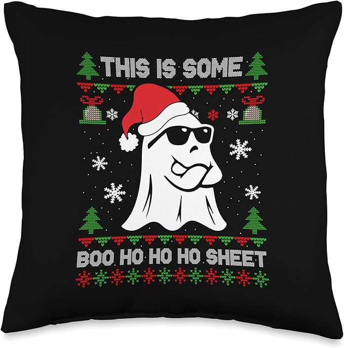 This Is Some Boo Sheet Funny Christmas Ghost This Is Some Boo Ho Sheet Halloween Ghost Funny Christmas Throw Pillow, 16x16, Multicolor