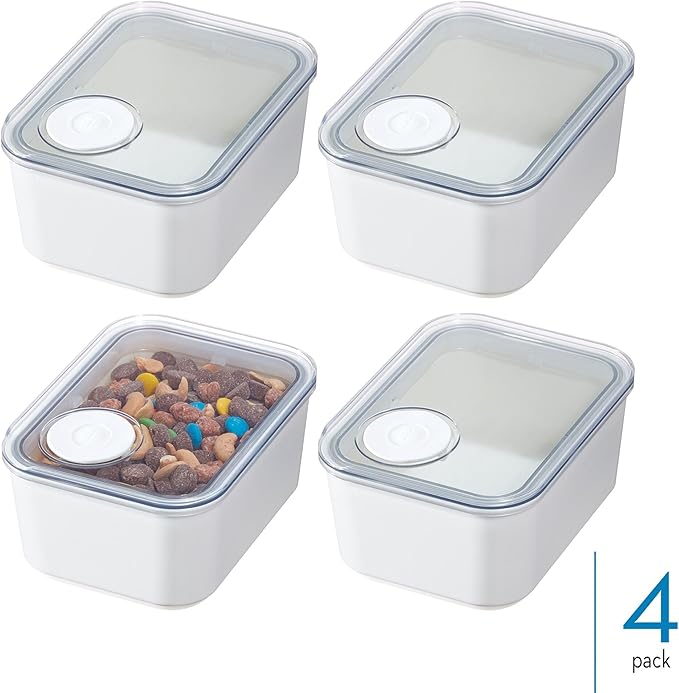 iDesign Small Airtight Kitchen Canister with Removable Pour Cap - Set of 4 - White