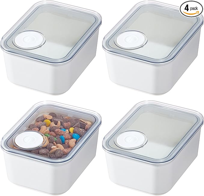 iDesign Small Airtight Kitchen Canister with Removable Pour Cap - Set of 4 - White