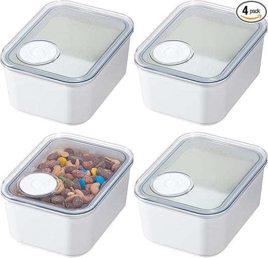 iDesign Small Airtight Kitchen Canister with Removable Pour Cap - Set of 4 - White