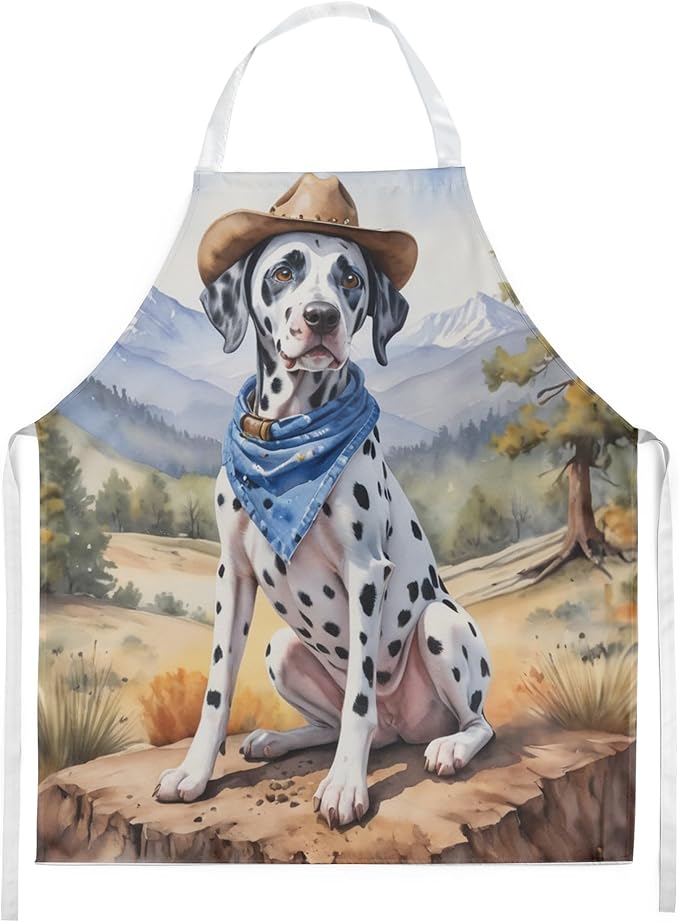 Caroline's Treasures Dalmatian Cowboy Welcome Apron Cooking Kitchen Server Baking Crafts Gardening for Adult Women Men, Unisex, Large, Multicolor