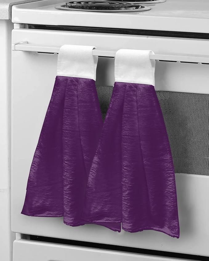 Alandar Home Kitchen Tie Towel Set of 1, Modern Dark Purple Absorbent Soft Hand Towels for Bathroom Hanging Towels, Minimalist Style Fast Drying Cleaning Cloth with Loop
