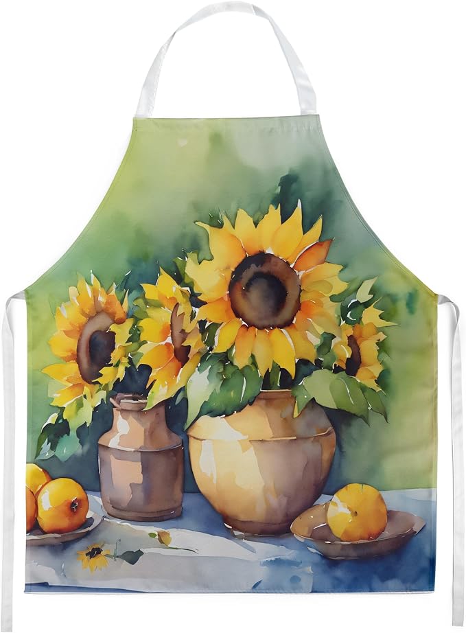 Caroline's Treasures Sunflowers in Watercolor Apron Cooking Kitchen Server Baking Crafts Gardening for Adult Women Men, Unisex, Large, Multicolor