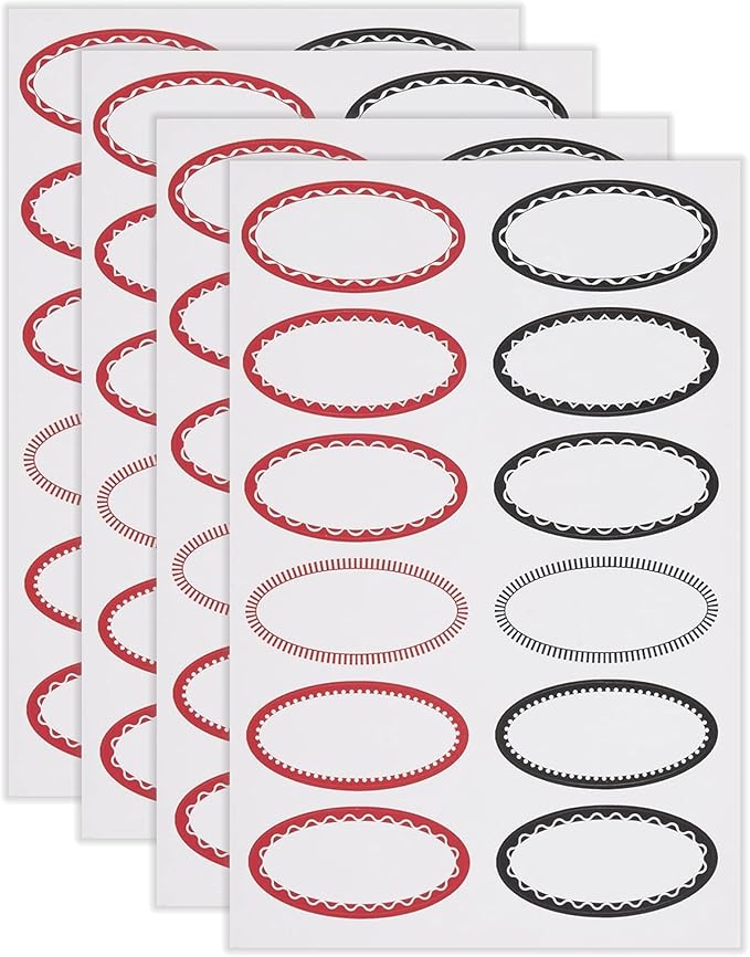 RSVP Oval Canning & Jelly Jar Labels, Small, 48 Count