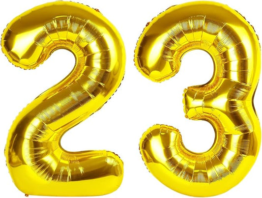 Big 23 Balloons Number, 40 Inch 32 Balloon for Women Men, Gold Number Ballons for Birthday, Party, Wedding, Anniversaries, Celebration Party, Graduation