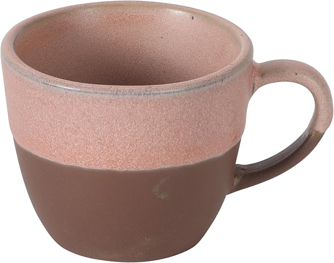 Gibson Elite William Crest 8 Piece Cup & Saucer Set, 4 Stoneware Cups & 4 Saucers, Reactive Glaze Finish, 3.5oz Espresso Cups, 5.5” Saucers, Round Coffee Set, Microwave & Dishwasher Safe - Pink
