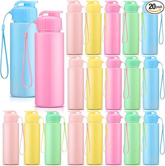 Mifoci 20 Pieces Water Bottle Bulk 17 oz Plastic Water Bottles Bulk Gym Sports Adults Reusable Large Bottles with Leak Proof Flip Top for Party Outdoor (Macaron Colors)