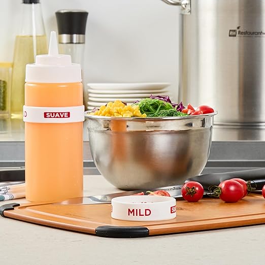 Restaurantware Silicone Squeeze Bottle Band 10 Count 2.75 Inch Dishwasher Safe Condiment Identification Band, Mild White Non-Slip Label Band for Condiment Labeling at Restaurants, Food Trucks