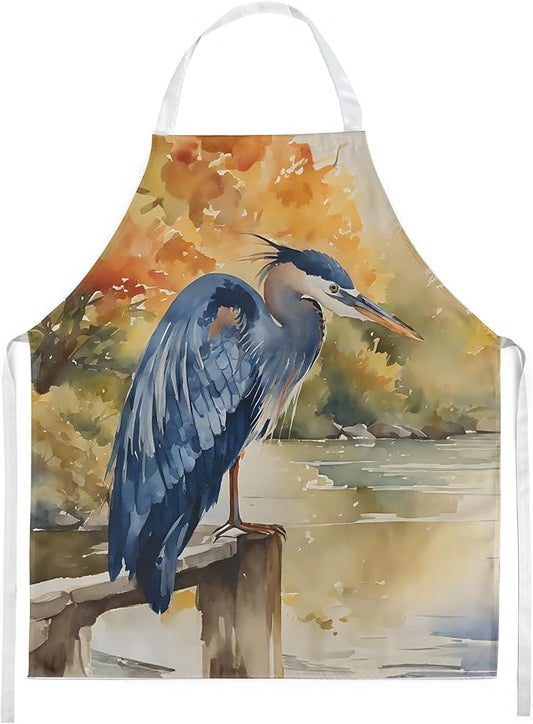 Caroline's Treasures Blue Heron Apron Cooking Kitchen Server Baking Crafts Gardening for Adult Women Men, Unisex, Large, Multicolor