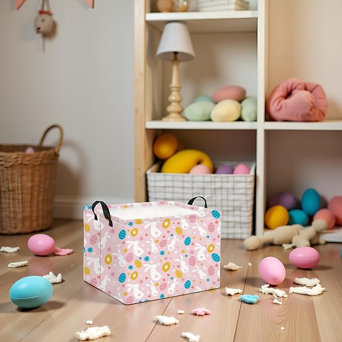 HIYAGON Rectangular Easter Basket for Kids Baby Easter Basket for Boys and Girls Cute Toy Storage Organizer Bin Box Room Decor(Easter Baskets)
