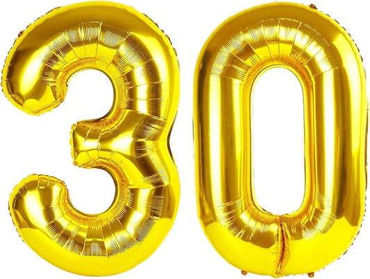 30Th Birthday Decorations For Her Him, Gold Number 30 Balloons for 30 Birthday Decor, Happy 30th Party Photo Prop for Wedding Anniversaries Event Supplies