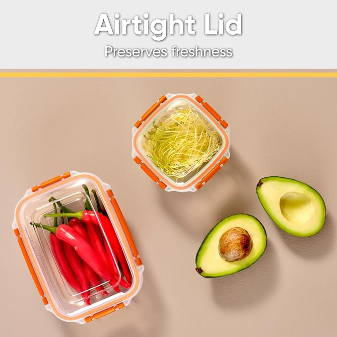 Superio Pack of 2 Plastic Food Storage Containers with Airtight Lids for Kitchen,- 16 Oz, BPA Free, Leakproof, Stackable Sealed Containers for Organizing,- Microwave, Dishwasher and Freezer Safe, Red