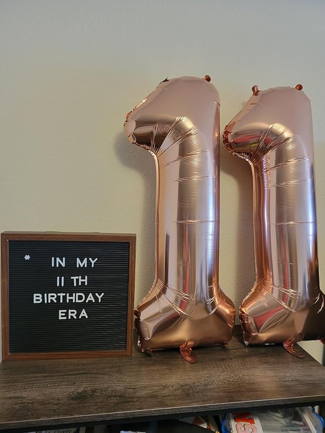 One Balloons Number for First Birthday, Balloon Numbers 40 Inch, Rose Gold for Baby Shower, Big Baloon for 1 11 12 13 16 18 21 Birthday Wedding Anniversaries Party
