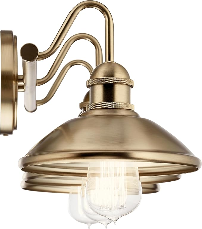 Kichler Clyde 3 Light Bathroom Vanity in a Rich Champagne Bronze Finish, for Bathrooms, (7.25" H x 26.5" W x 8.25" Ext.), 45945CPZ