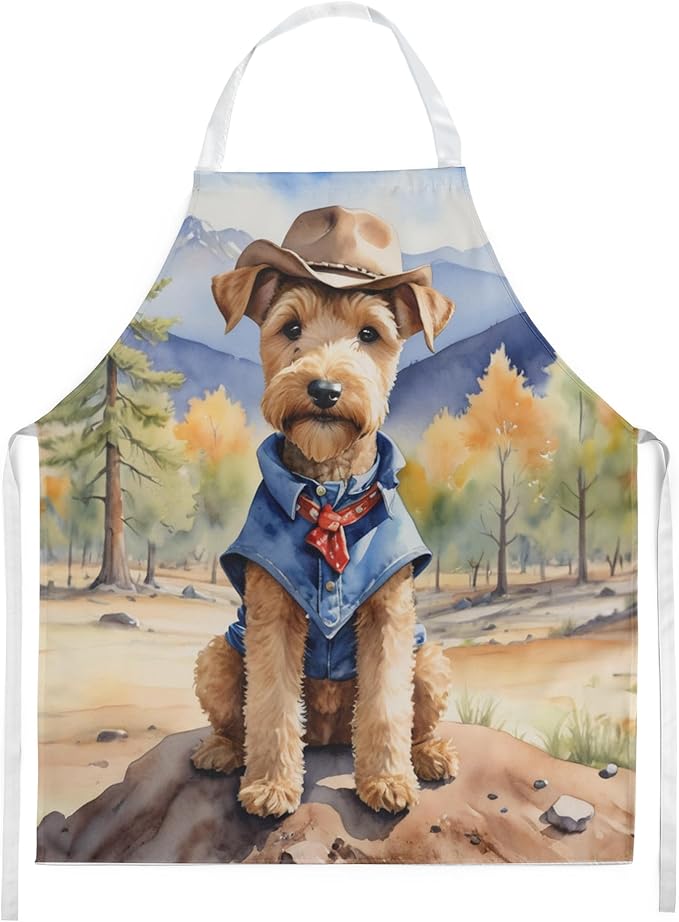 Caroline's Treasures Lakeland Terrier Cowboy Welcome Apron Cooking Kitchen Server Baking Crafts Gardening for Adult Women Men, Unisex, Large, Multicolor