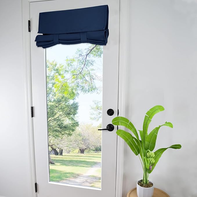 WdFour French Door Curtain - Blackout Thermal Insulated Door & Window Cover for Front/Side Doors - Noise Reducing & Energy Saving - Navy Blue, 34x70 Inches, 1 Panel