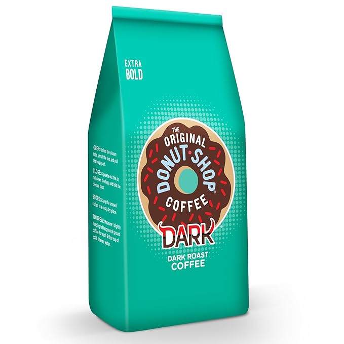 The Original Donut Shop Coffee, Dark, Dark Roast, Ground Coffee, 12 oz Bag (Pack of 2)