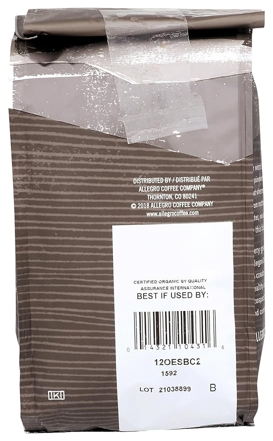Allegro Coffee Organic Espresso Bel Canto Whole Bean Coffee, 12 oz(Pack of 1)