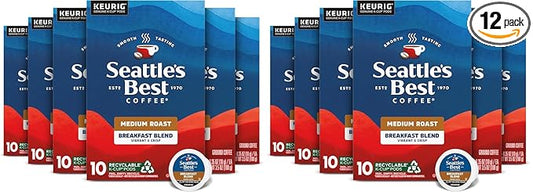 Seattle's Best Coffee Breakfast Blend Medium Roast K-Cup Pods | 6 Boxes of 10 (60 Total Pods) (Pack of 2)