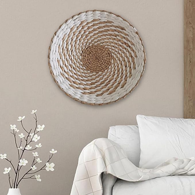 Duiaynke Woven Decor, Hanging Baskets Unique Tapestry for Hallway Bedroom Living Room Home Decorations (White 30cm)