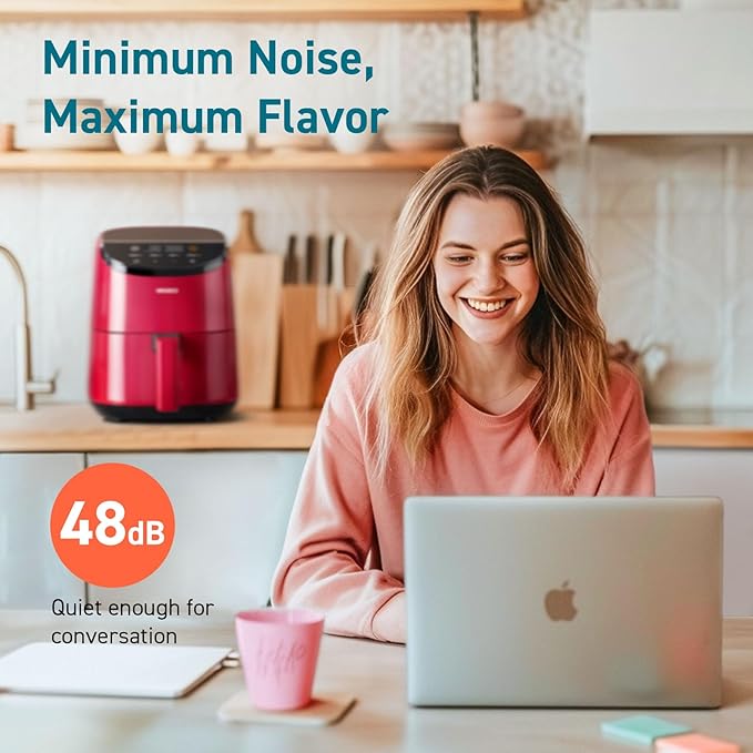 Cosori Air Fryer 2.1 Qt, 4-in-1 Small Mini Airfryer, Bake, Roast, Reheat, 97% Less Oil, Compact & Quiet, Nonstick & Dishwasher Safe Basket, 30 In-App Recipes with Nutrition Facts, Auto-Shut Off, Red