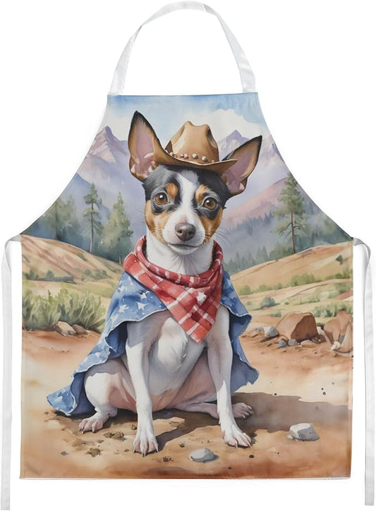 Caroline's Treasures Rat Terrier Cowboy Welcome Apron Cooking Kitchen Server Baking Crafts Gardening for Adult Women Men, Unisex, Large, Multicolor