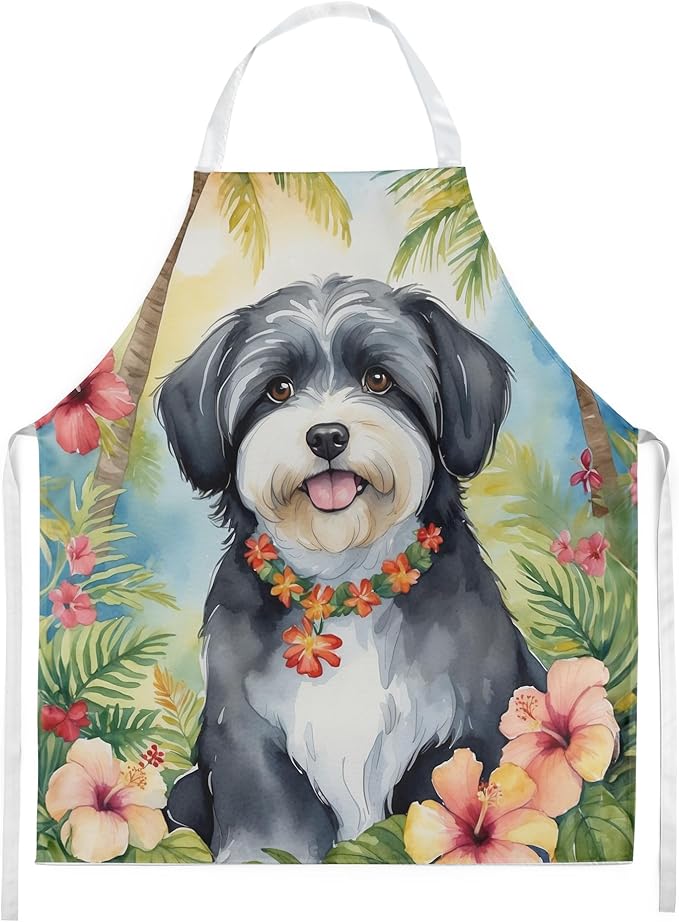 Caroline's Treasures Havanese Luau Apron Cooking Kitchen Server Baking Crafts Gardening for Adult Women Men, Unisex, Large, Multicolor
