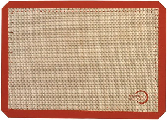 Mercer Culinary Silicone Bake Mat, Half Size, 11 7/8-Inch by 16 1/2-Inch, Orange border