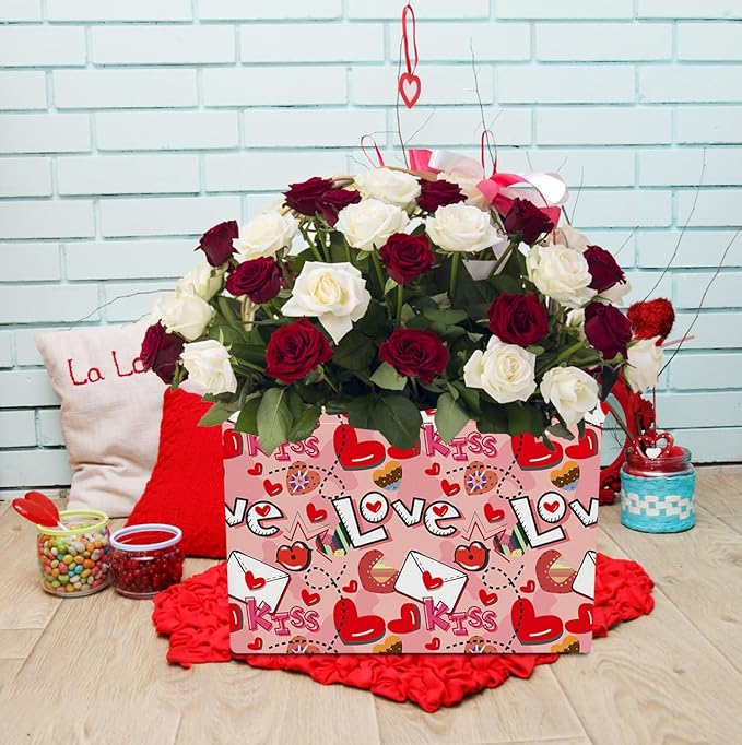 NTAOHAMPER Mothers Day Gifts Love Letter Fabric Storage Basket Empty with Handles, Books Box, Baby Shower Baptism Lovely Storage24L(Love Letter)